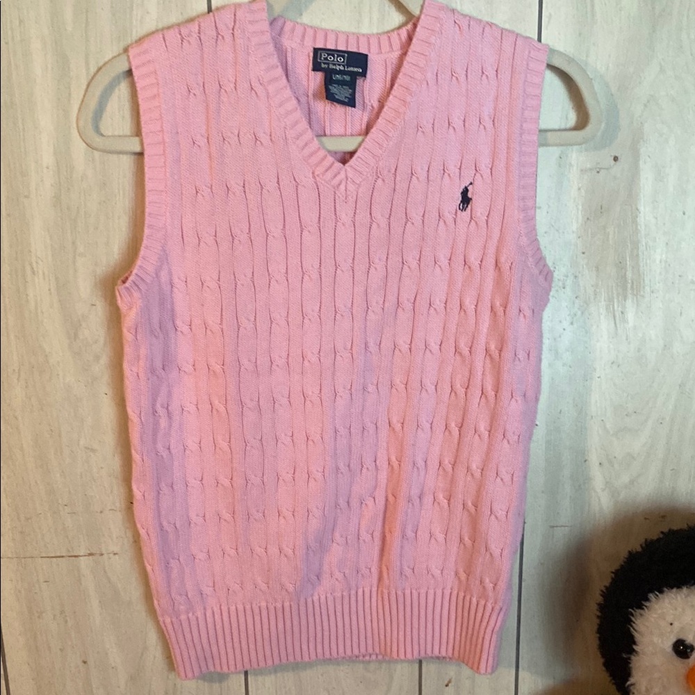Polo Ralph Lauren Pink Cable Knit Sweater Vest